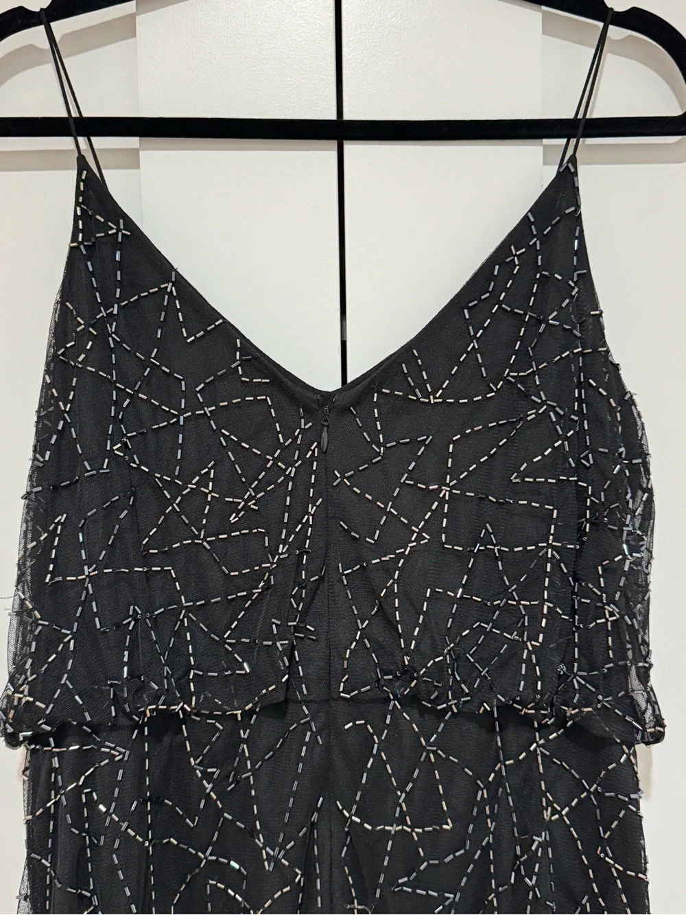 NWOT Adrianna Papell Black Beaded Formal Blouson Dress Size 12